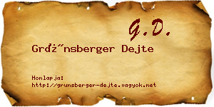 Grünsberger Dejte névjegykártya
